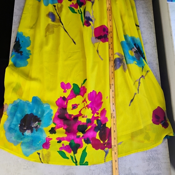 Old Navy Yellow Floral Ruffled Tie Waist Maxi Dress Spring Colorful Size Small - Picture 12 of 14